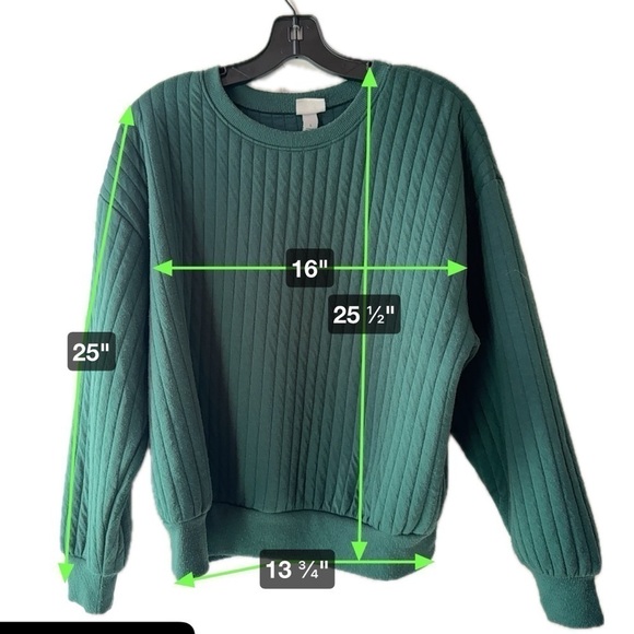 A New Day Forrest Green Ribbed Crewneck Sweater Size Large - Picture 10 of 10